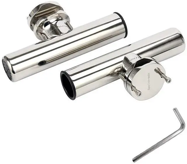 Main image of (2x) Stainless Rail Mount Clamp on Fishing Rod Holder for Rails 1-1/4" to 2"