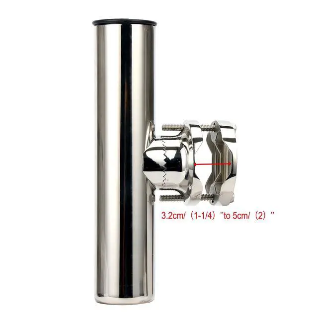 Alt view image 3 of 7 - (2x) Stainless Rail Mount Clamp on Fishing Rod Holder for Rails 1-1/4" to 2"