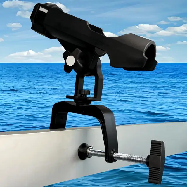 Alt view image 6 of 7 - Fishing Boat Rods Holder with Large Clamp Opening 360 Degree Adjustable Fishing Rod Racks Folding Holder