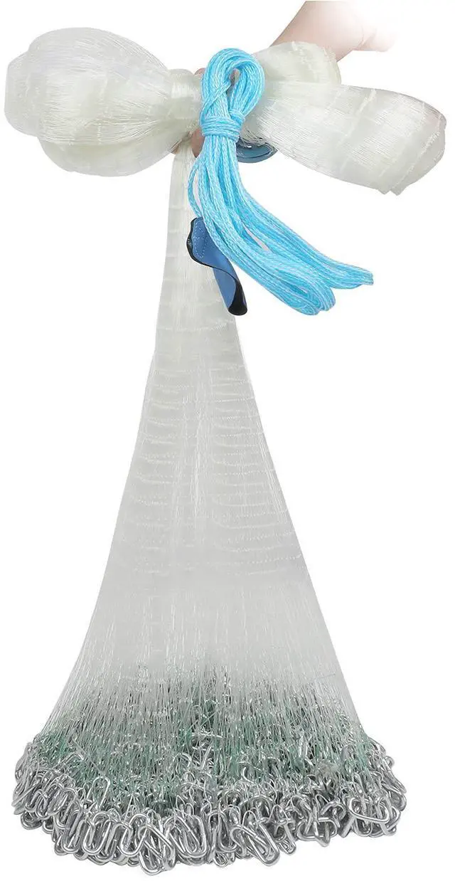 Main image of 10/12/13.3/15ft Radius Large American Saltwater Fishing Cast Net for Bait Trap Fish, Easy Throw Thicken Nylon Line w/Upgraded Steel Chain Sinker, 5/8 Inches Mesh Size