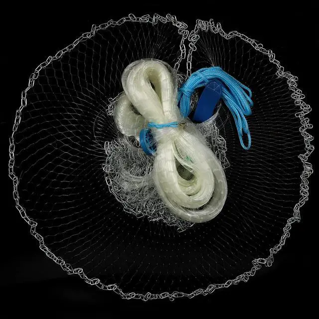 Alt view image 7 of 7 - 10/12/13.3/15ft Radius Large American Saltwater Fishing Cast Net for Bait Trap Fish, Easy Throw Thicken Nylon Line w/Upgraded Steel Chain Sinker, 5/8 Inches Mesh Size