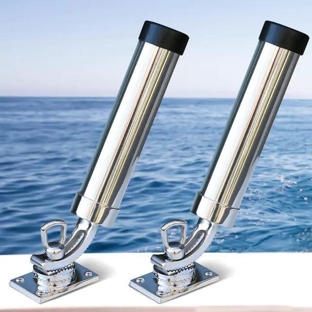 Main image of 2Pcs Fishing Rod Holder, 360 Adjustable Rod Outrigger, 316 Stainless Steel Fishing Pole Support for Marine Boat Yacht