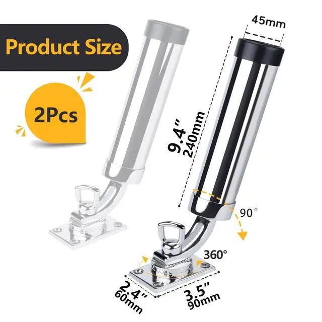 Alt view image 4 of 7 - 2Pcs Fishing Rod Holder, 360 Adjustable Rod Outrigger, 316 Stainless Steel Fishing Pole Support for Marine Boat Yacht