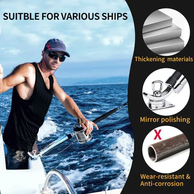 Alt view image 3 of 7 - 2Pcs Fishing Rod Holder, 360 Adjustable Rod Outrigger, 316 Stainless Steel Fishing Pole Support for Marine Boat Yacht