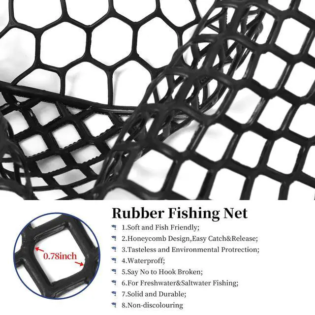 Alt view image 4 of 6 - Rubber Fishing Net Large Folding Landing Collapsible Aluminum Pole Handle with Deep Net for Fishing,Big Fishing Net for Freshwater and Saltwater,Fly Fsihing Net Extend to 67 inches