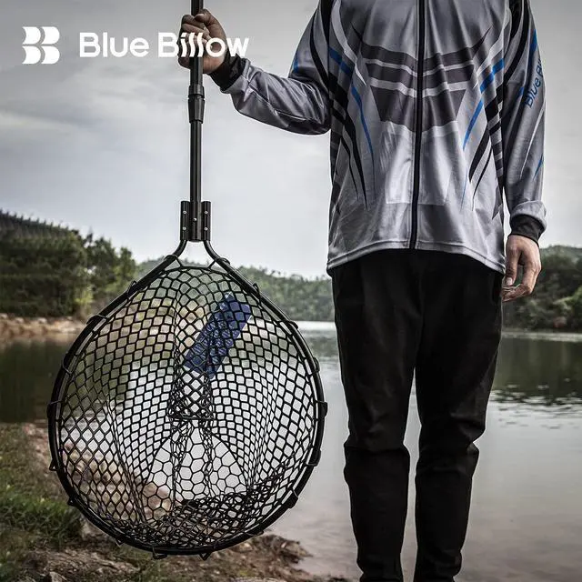 Alt view image 5 of 6 - Rubber Fishing Net Large Folding Landing Collapsible Aluminum Pole Handle with Deep Net for Fishing,Big Fishing Net for Freshwater and Saltwater,Fly Fsihing Net Extend to 67 inches