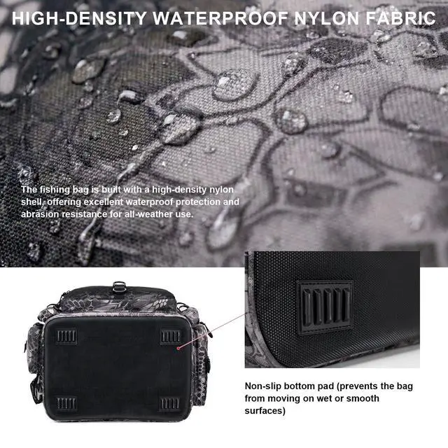 Alt view image 5 of 7 - Fishing Tackle Bag with Rod Holders & Cooler Main Compartment Large Capacity Fishing Bag for Organized Gear Storage