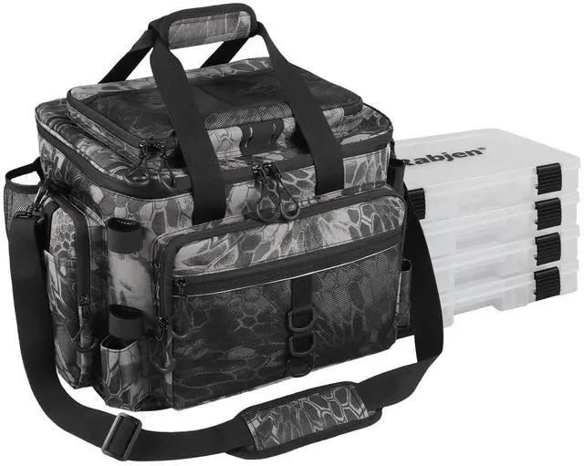 Main image of Fishing Tackle Bag with Rod Holders & Cooler Main Compartment Large Capacity Fishing Bag for Organized Gear Storage