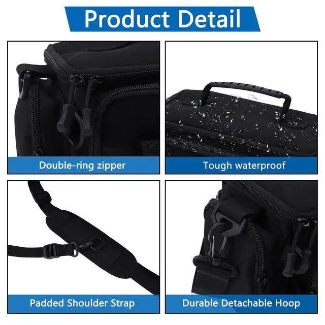 Alt view image 2 of 7 - Fishing Tackle Bags with Tackle Box,Waterproof,Padded Shoulder Strap,Gear Storage,Fish Bag with 136 Pcs Fishing Lures Kit,Fish Hook Remover Tool,Fish Lip Gripper,Fishing Plier,Gifts for Men (Black)