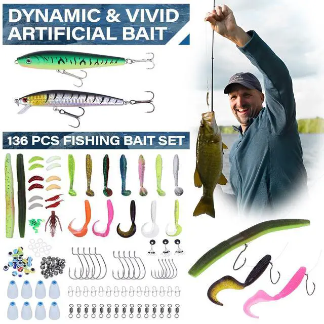 Alt view image 7 of 7 - Fishing Tackle Bags with Tackle Box,Waterproof,Padded Shoulder Strap,Gear Storage,Fish Bag with 136 Pcs Fishing Lures Kit,Fish Hook Remover Tool,Fish Lip Gripper,Fishing Plier,Gifts for Men (Black)