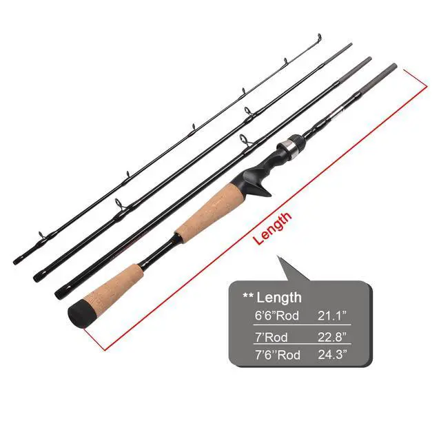 Alt view image 5 of 7 - 4 Pieces Travel Casting Rod Carbon Baitcasting Fishing Rod Portable Fishing Rod Baitcaster