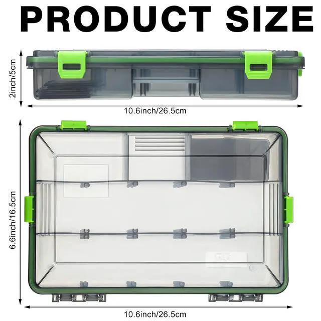 Alt view image 2 of 7 - 6 Pcs Fishing Tackle Boxes Waterproof Airtight Plastic Tackle Box Organizer Transparent Fishing Tackle Storage with Adjustable Dividers for Terminal Tackle Lure Bait Hook(Large)