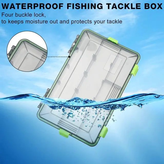 Alt view image 3 of 7 - 6 Pcs Fishing Tackle Boxes Waterproof Airtight Plastic Tackle Box Organizer Transparent Fishing Tackle Storage with Adjustable Dividers for Terminal Tackle Lure Bait Hook(Large)