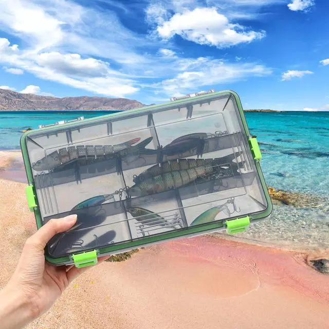 Alt view image 4 of 7 - 6 Pcs Fishing Tackle Boxes Waterproof Airtight Plastic Tackle Box Organizer Transparent Fishing Tackle Storage with Adjustable Dividers for Terminal Tackle Lure Bait Hook(Large)