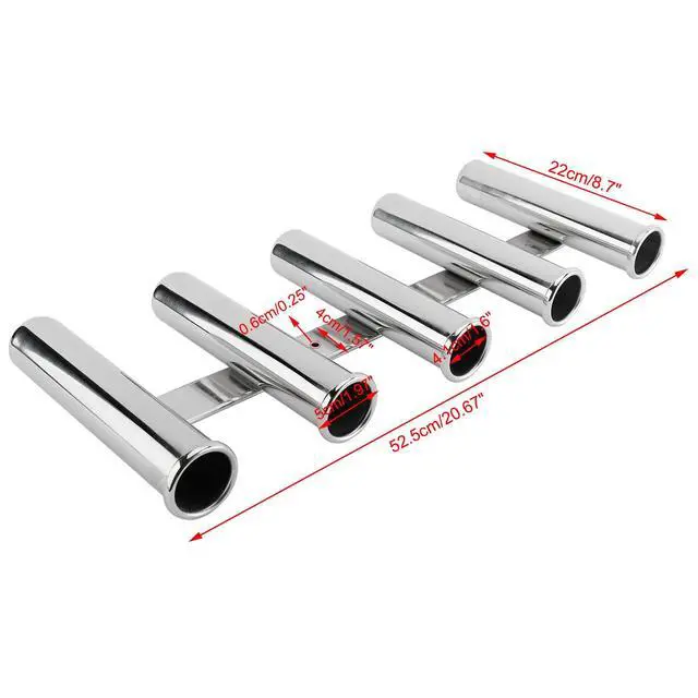 Alt view image 3 of 7 - 316 Stainless Fishing Rod Holder 3-6 Tube for Marine Boat Yacht | Premium 316 Stainless Steel Line Rod Rack, Wall Mounted, Holds Rods & Poles, 3/4/5/6 Tubes Optional