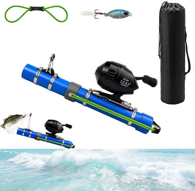 Main image of Fishing Catapult Rod, Portable Catapult Fishing Pole with Reel & Metal Lure, Complete Casting Kit with 2 Latex Tubes & Carry Bag for Saltwater and Freshwater Fishing Gear