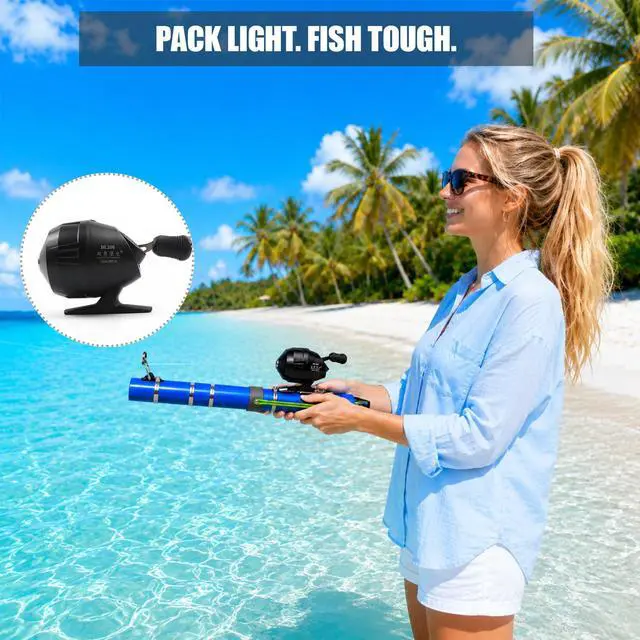 Alt view image 5 of 7 - Fishing Catapult Rod, Portable Catapult Fishing Pole with Reel & Metal Lure, Complete Casting Kit with 2 Latex Tubes & Carry Bag for Saltwater and Freshwater Fishing Gear
