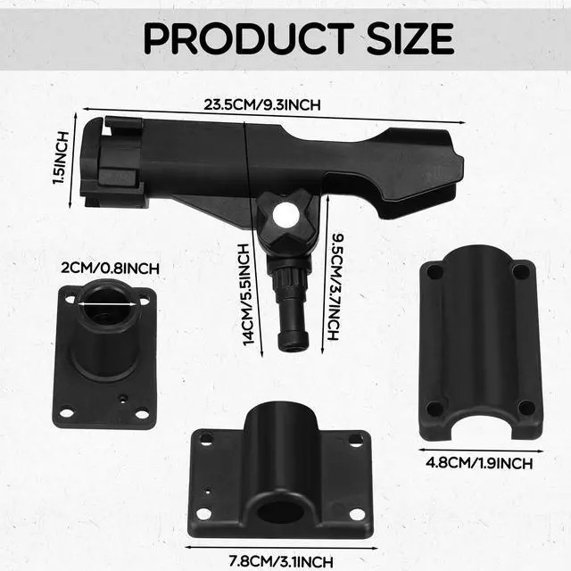 Alt view image 3 of 6 - 4 Pcs Fishing Rod Holder for Boat Adjustable Kayak Swivel Fishing Pole Holders Accessories, Black