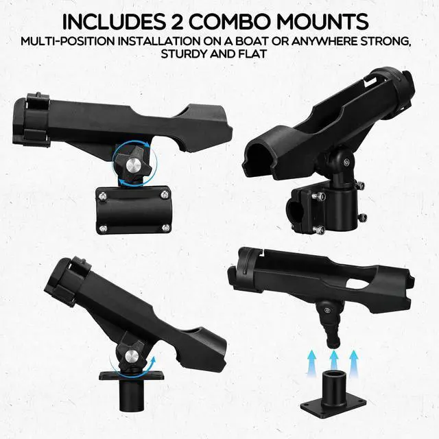 Alt view image 5 of 6 - 4 Pcs Fishing Rod Holder for Boat Adjustable Kayak Swivel Fishing Pole Holders Accessories, Black