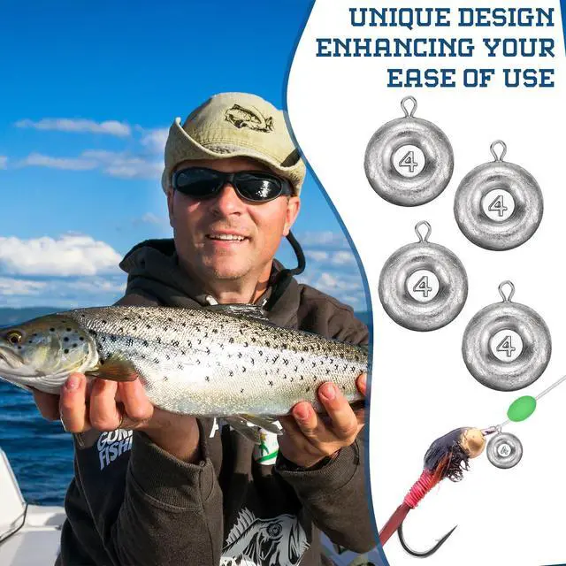 Alt view image 4 of 7 - 36 Pieces Fishing Disc Sinkers Weights Disc Sinker Fishing Sinkers Weights for Saltwater Catfishing Trolling Surf Tackle