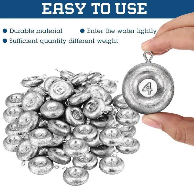 Alt view image 5 of 7 - 36 Pieces Fishing Disc Sinkers Weights Disc Sinker Fishing Sinkers Weights for Saltwater Catfishing Trolling Surf Tackle