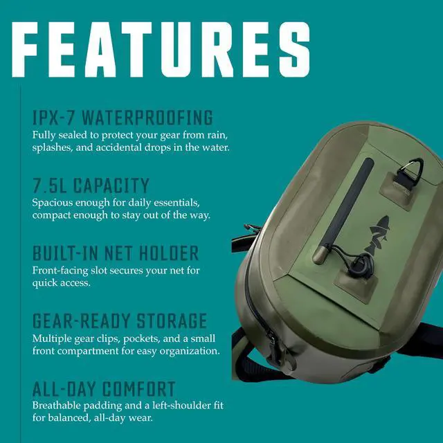 Alt view image 3 of 7 - NIRVANA Waterproof Sling Pack 7.5L Fishing Bag