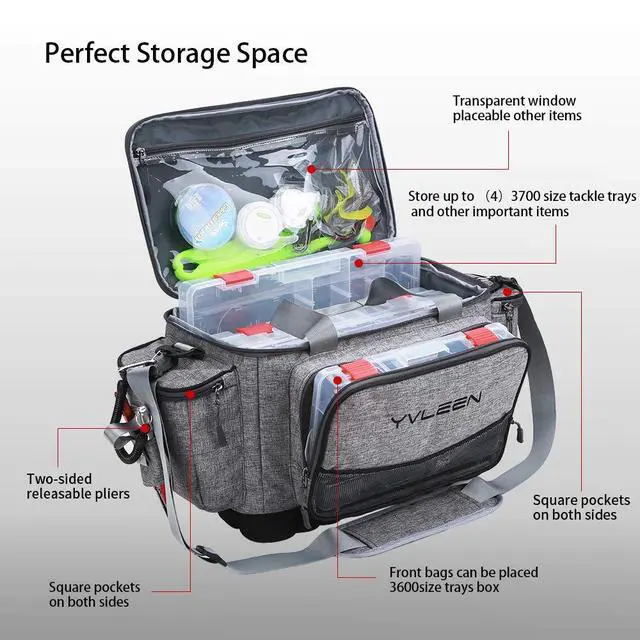 Alt view image 2 of 6 - Fishing Tackle Box Bag - Outdoor Large Fishing Tackle Storage Bag - 100% Water-Resistant Polyester Material - Fishing Tackle Bags - Suitable for 3600 3700 Tackle Box