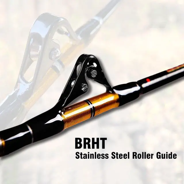 Alt view image 2 of 7 - 1-Piece/2-Piece Saltwater Offshore Heavy Trolling Rod Big Game Roller Rod Conventional Boat Fishing Pole (5 Feet 6 Inch, 30-50 lb/50-80 lb/80-120 lb)
