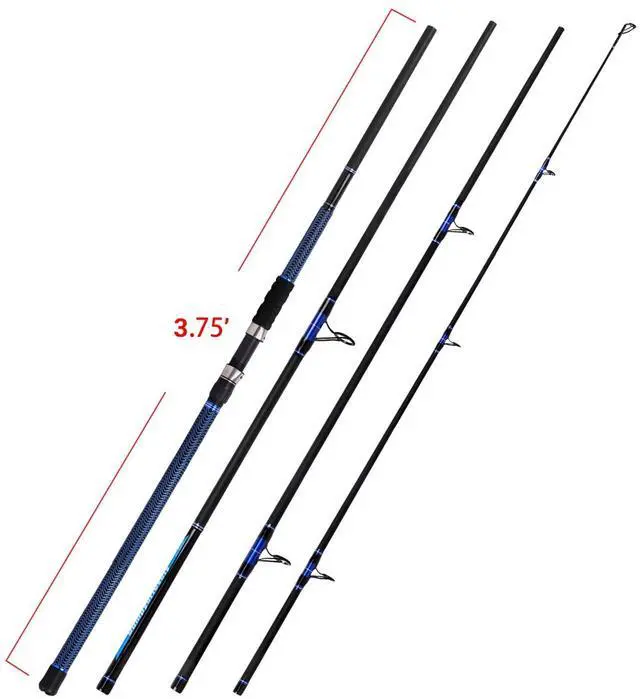 Alt view image 6 of 7 - Surf Fishing Rod Carbon Surf Spinning Rod Portable Travel Saltwater Beach Blue Surf Rod with SuperPolymer Handle 8'6"/9'/10'/12'/15'