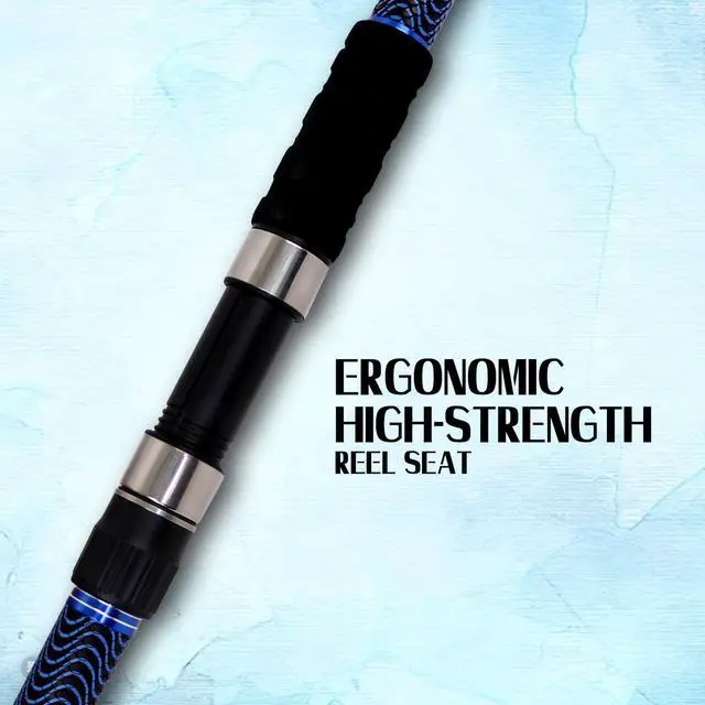 Alt view image 5 of 7 - Surf Fishing Rod Carbon Surf Spinning Rod Portable Travel Saltwater Beach Blue Surf Rod with SuperPolymer Handle 8'6"/9'/10'/12'/15'