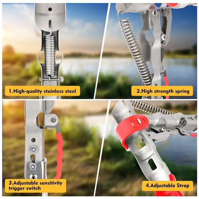 Alt view image 3 of 7 - Automatic Spring Fishing Rod Holde, Stainless Steel Folding Rod Stand Ground Support Brackets Have Two Springs, Sensitivity is Adjustable and Works on Bull Sized Bluegill and UP