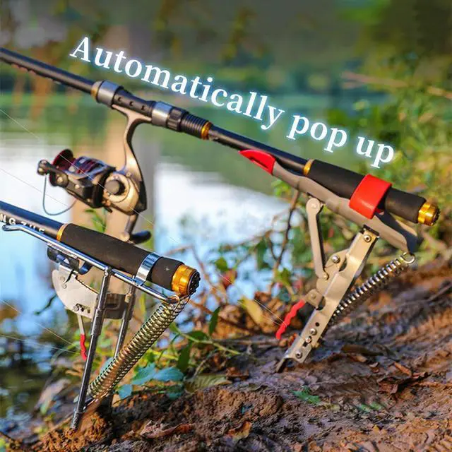 Alt view image 6 of 7 - Automatic Spring Fishing Rod Holde, Stainless Steel Folding Rod Stand Ground Support Brackets Have Two Springs, Sensitivity is Adjustable and Works on Bull Sized Bluegill and UP