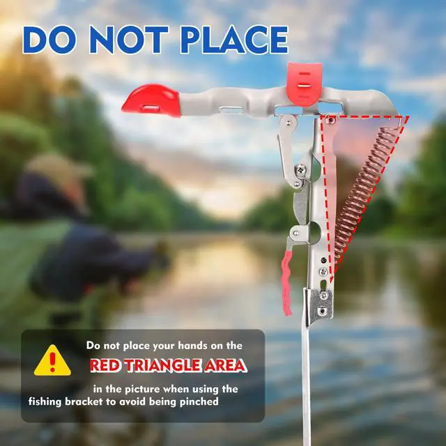Alt view image 7 of 7 - Automatic Spring Fishing Rod Holde, Stainless Steel Folding Rod Stand Ground Support Brackets Have Two Springs, Sensitivity is Adjustable and Works on Bull Sized Bluegill and UP