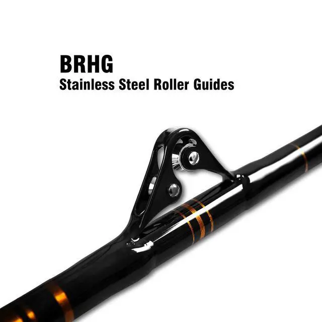Alt view image 2 of 7 - Bent Butt Fishing Rod 2-Piece Saltwater Offshore Trolling Rod Big Game Roller Rod Conventional Boat Fishing Pole