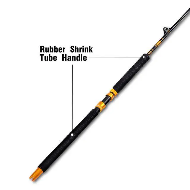 Alt view image 5 of 7 - Bent Butt Fishing Rod 2-Piece Saltwater Offshore Trolling Rod Big Game Roller Rod Conventional Boat Fishing Pole