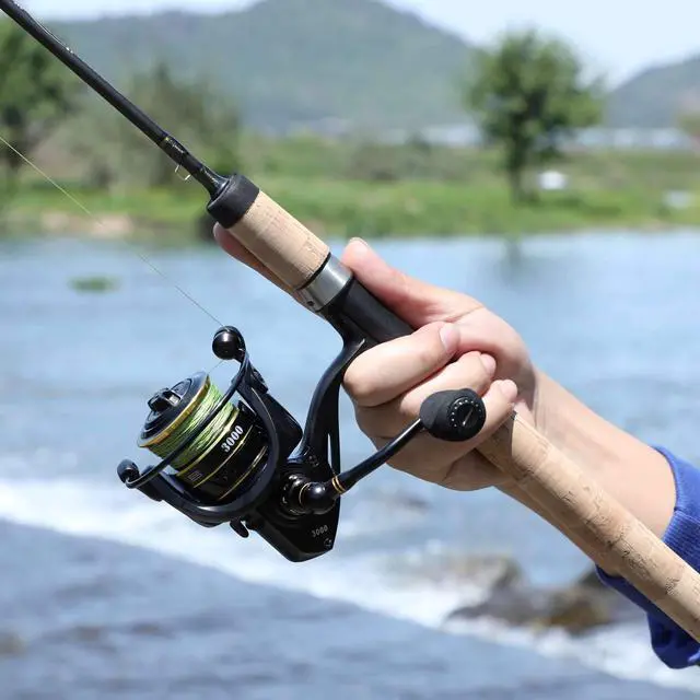 Alt view image 7 of 7 - Fishing Rods Graphite Lightweight Ultra Light Trout Rods 2 Pieces Cork Handle Crappie Spinning Fishing Rod
