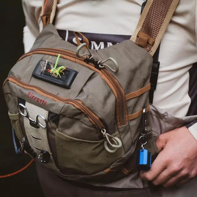 Alt view image 4 of 7 - Fly Fishing Chest Pack with 2 Back Panel Options,Net Holder,Tackle Storage Chest Backpack for Trout Fishing Wading Hiking