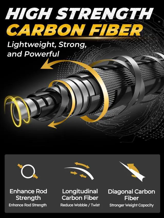 Alt view image 4 of 7 - 7FT Fishing Rod, 24T Carbon Fiber Telescopic & 4-Piece Travel Rod, Spin and Cast Options, Stainless Steel Guides with Ceramic Inserts, for Bass, Trout, Catfish, Freshwater & Inshore Fishing
