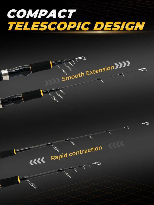 Alt view image 6 of 7 - 7FT Fishing Rod, 24T Carbon Fiber Telescopic & 4-Piece Travel Rod, Spin and Cast Options, Stainless Steel Guides with Ceramic Inserts, for Bass, Trout, Catfish, Freshwater & Inshore Fishing