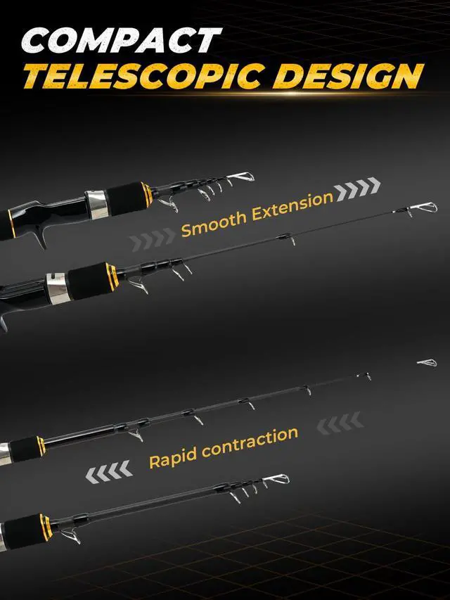 Alt view image 7 of 7 - 7FT Fishing Rod, 24T Carbon Fiber Telescopic & 4-Piece Travel Rod, Spin and Cast Options, Stainless Steel Guides with Ceramic Inserts, for Bass, Trout, Catfish, Freshwater & Inshore Fishing