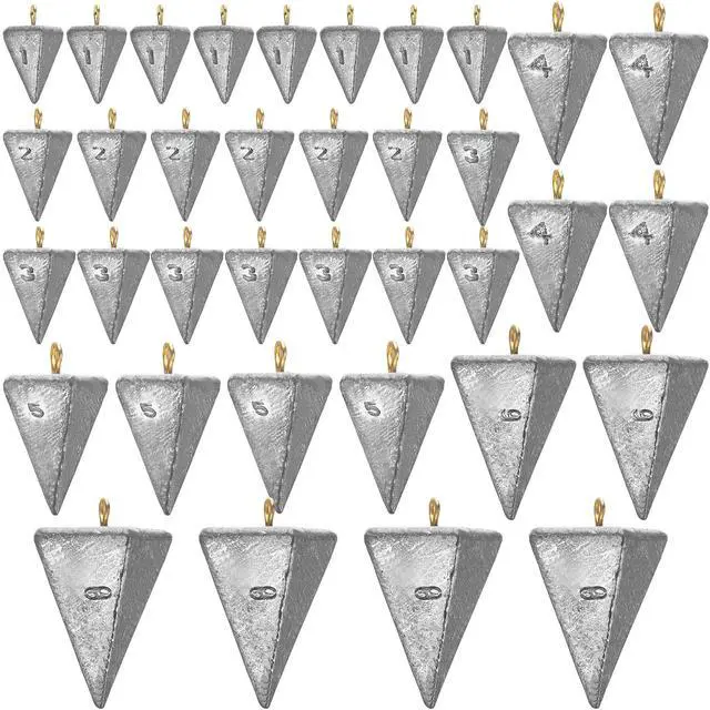 Main image of 36 Pcs Pyramid Fishing Weights Sinkers Saltwater Pyramid Sinkers Rig Fishing Weights Gear Tackle Surf Casting Freshwater Ocean Catfish