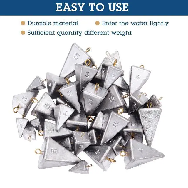 Alt view image 6 of 7 - 36 Pcs Pyramid Fishing Weights Sinkers Saltwater Pyramid Sinkers Rig Fishing Weights Gear Tackle Surf Casting Freshwater Ocean Catfish