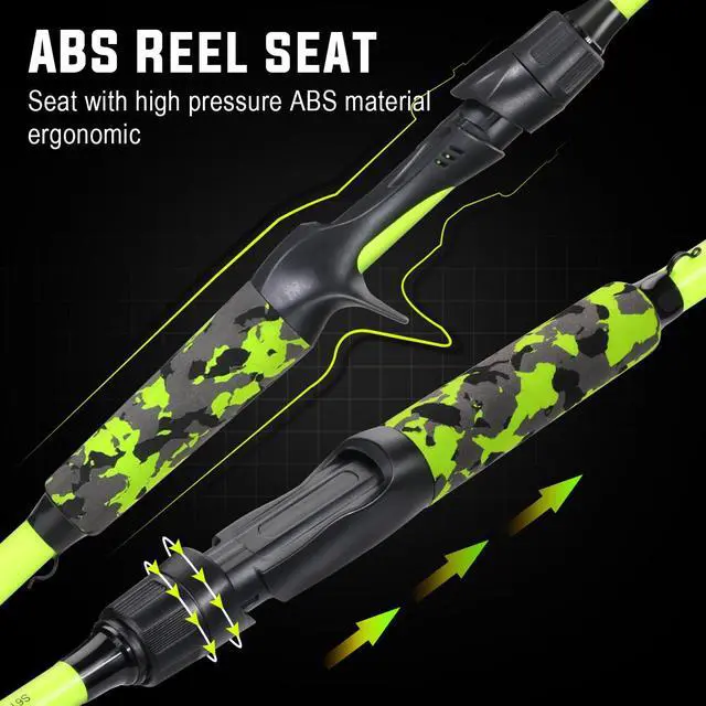 Alt view image 3 of 7 - IM7 Graphite Fishing Rod 2-Piece Casting & Spinning, Medium/Medium Heavy Power, Stainless Steel Guides with Zirconium Rings, EVA Handle & Hook Keeper for Bass, Trout, Walleye, Catfish
