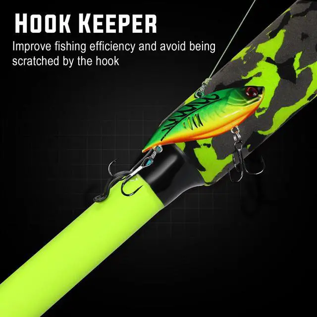 Alt view image 5 of 7 - IM7 Graphite Fishing Rod 2-Piece Casting & Spinning, Medium/Medium Heavy Power, Stainless Steel Guides with Zirconium Rings, EVA Handle & Hook Keeper for Bass, Trout, Walleye, Catfish