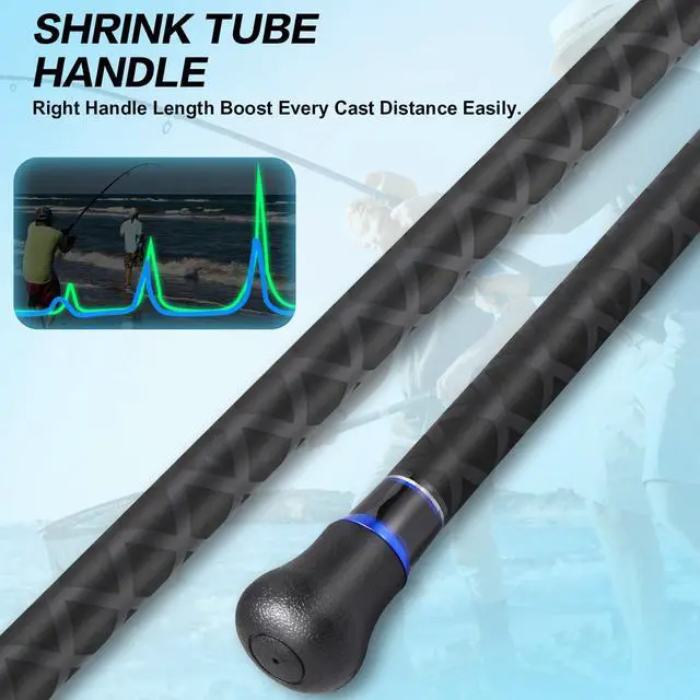 Alt view image 6 of 7 - Surf Fishing Rod Portable Travel MH/H Surf Spinning Rod 4 Piece Carbon Fiber Saltwater Fishing Rod 10'/11'/12'/15'