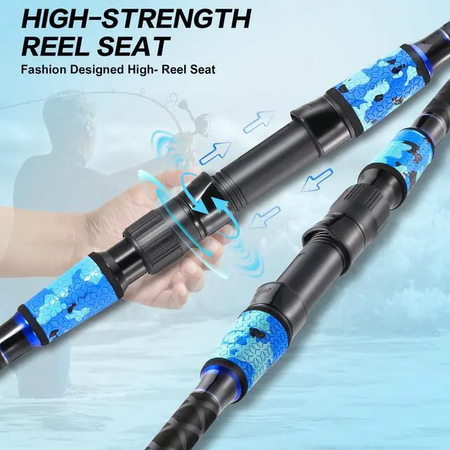 Alt view image 4 of 7 - Surf Fishing Rod Portable Travel MH/H Surf Spinning Rod 4 Piece Carbon Fiber Saltwater Fishing Rod 10'/11'/12'/15'