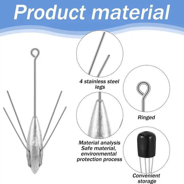 Alt view image 3 of 7 - 5 Pcs Sputnik Sinker Surf Fishing Weights Fishing Equipment Long Tail Surfing Surf Casting Sinkers Spider Weights for Catfish Near Sea Ocean Ship Breakwater Large River Beach Man Gift