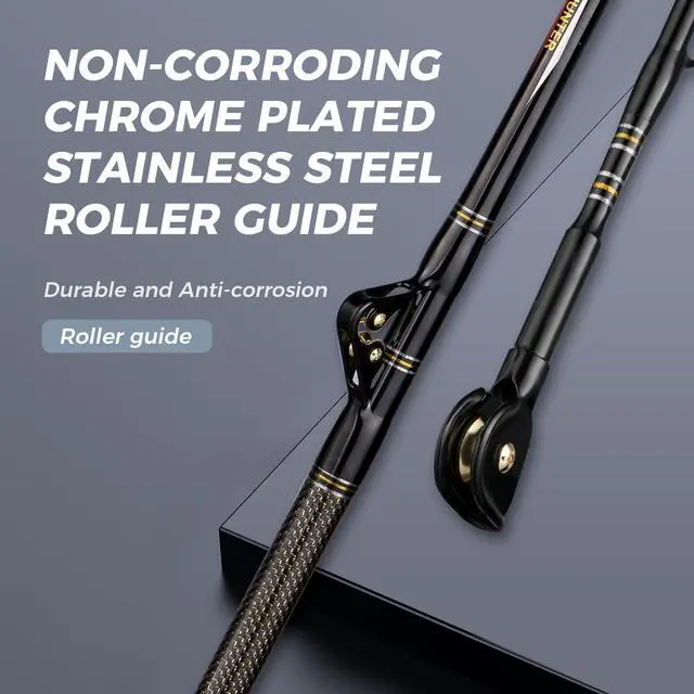 Alt view image 2 of 7 - Trolling Rod Saltwater Offshore Heavy Roller Rod Bent Butt Trolling Rod Big Game Conventional Boat Fishing Pole Heavy Duty Fishing Rod