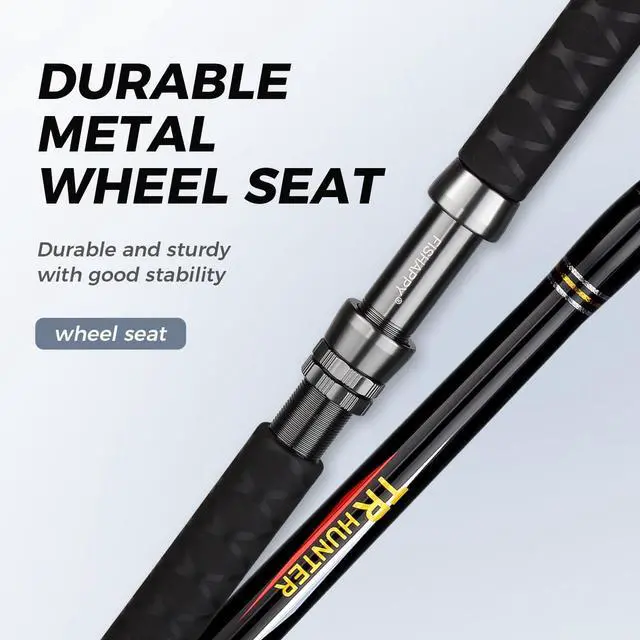 Alt view image 3 of 7 - Trolling Rod Saltwater Offshore Heavy Roller Rod Bent Butt Trolling Rod Big Game Conventional Boat Fishing Pole Heavy Duty Fishing Rod