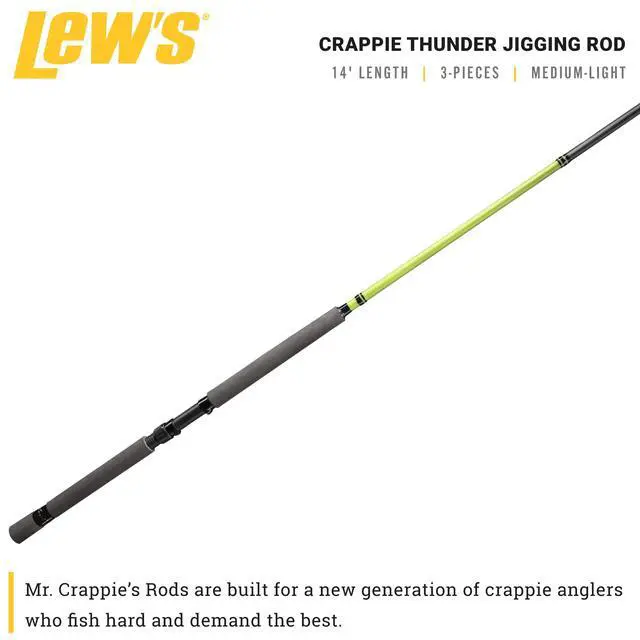Alt view image 2 of 6 - Crappie Thunder Jigging Fishing Rod, Medium Light Power, Fast Action, Premium Multi-Piece Graphite Blank, EVA Foam Handle, Crappie Thunder Green